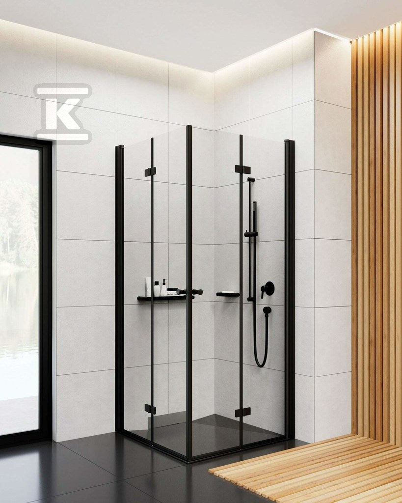 Drzwi prysznicowe systemu Kerria Plus Kerria Plus 80 cm - składane, nero