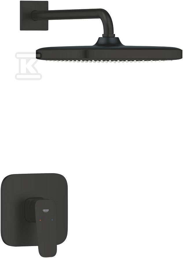 Zestaw prysznicowy CUBEO podtynkowy z deszczownicą Tempesta 250 matte black ogranicznik przepływu 9 5 l/min.ramie prysznica 380 mm