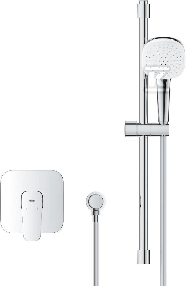 Bateria prysznicowa CUBEO podtynkowa z zestawem prysznicowym chrom ogranicznik przepływu 7 4 l/min.drążek 600 mm