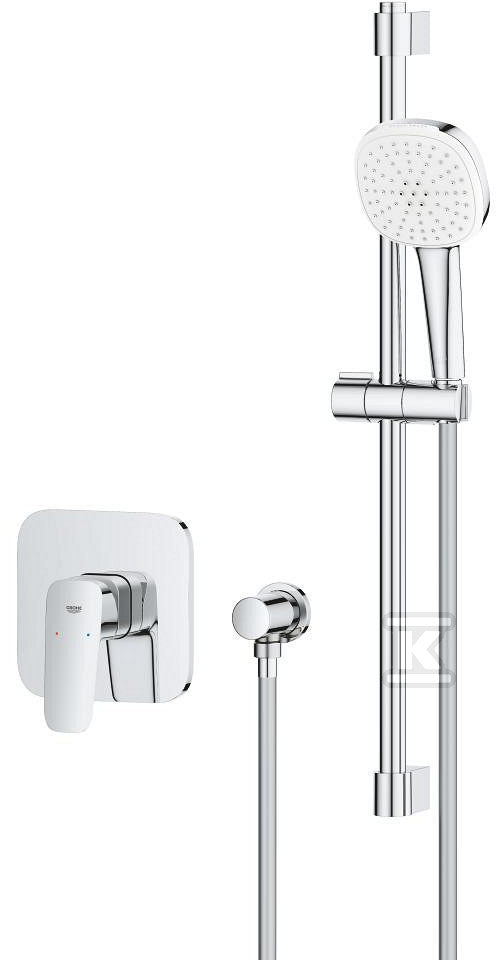 Bateria prysznicowa CUBEO podtynkowa z zestawem prysznicowym chrom ogranicznik przepływu 7 4 l/min.drążek 600 mm