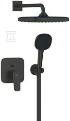 Zestaw prysznicowy CUBEO podtynkowy z deszczownicą Tempesta 250 matte black ogranicznik przepływu 9 5 l/min.ramie prysznica 380 mm słuchawka 3 strumienie