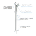Euphoria 110 Champagne Zestaw z drążkiem prysznicowym, 3 strumienie, chrom, drążek prysznicowy 900 mm, Silverflex wąż prysznicowy 1750 mm, półka EasyReach