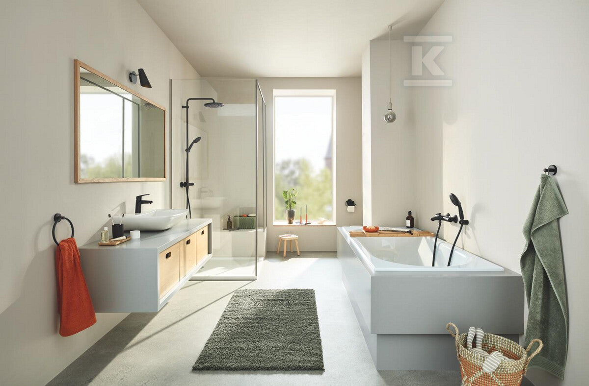 Bateria wannowa Eurosmart Jednouchwytowa do obsługi dwóch wyjść wody, naścienna, metalowa dźwignia, SilkMove głowica ceramiczna 35 mm, regulowany ogranicznik strumienia przepływu, Long-Life trwała powłoka, przełącznik: wanna/prysznic