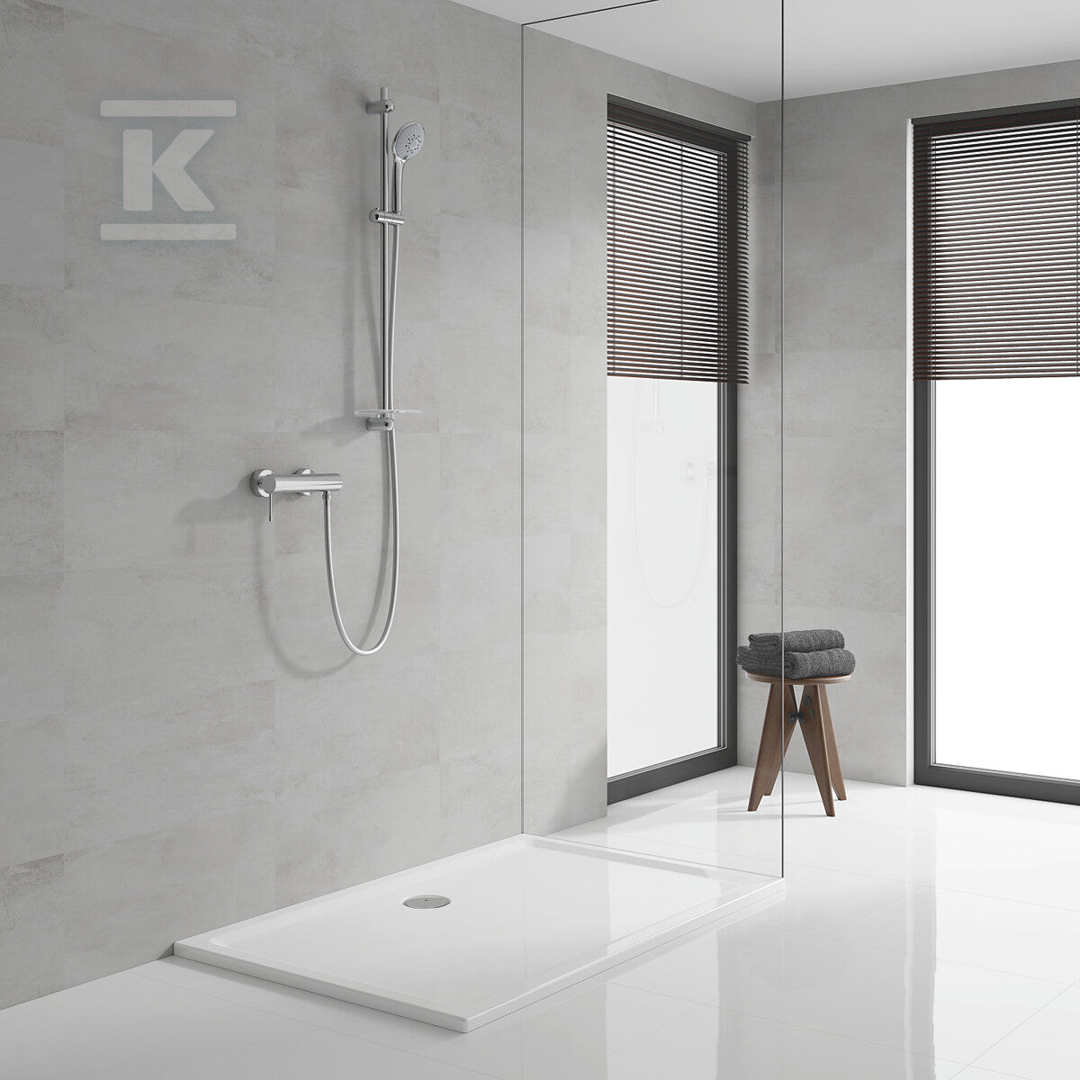 Euphoria 110 Champagne Zestaw z drążkiem prysznicowym, 3 strumienie, chrom, drążek prysznicowy 900 mm, Silverflex wąż prysznicowy 1750 mm, półka EasyReach
