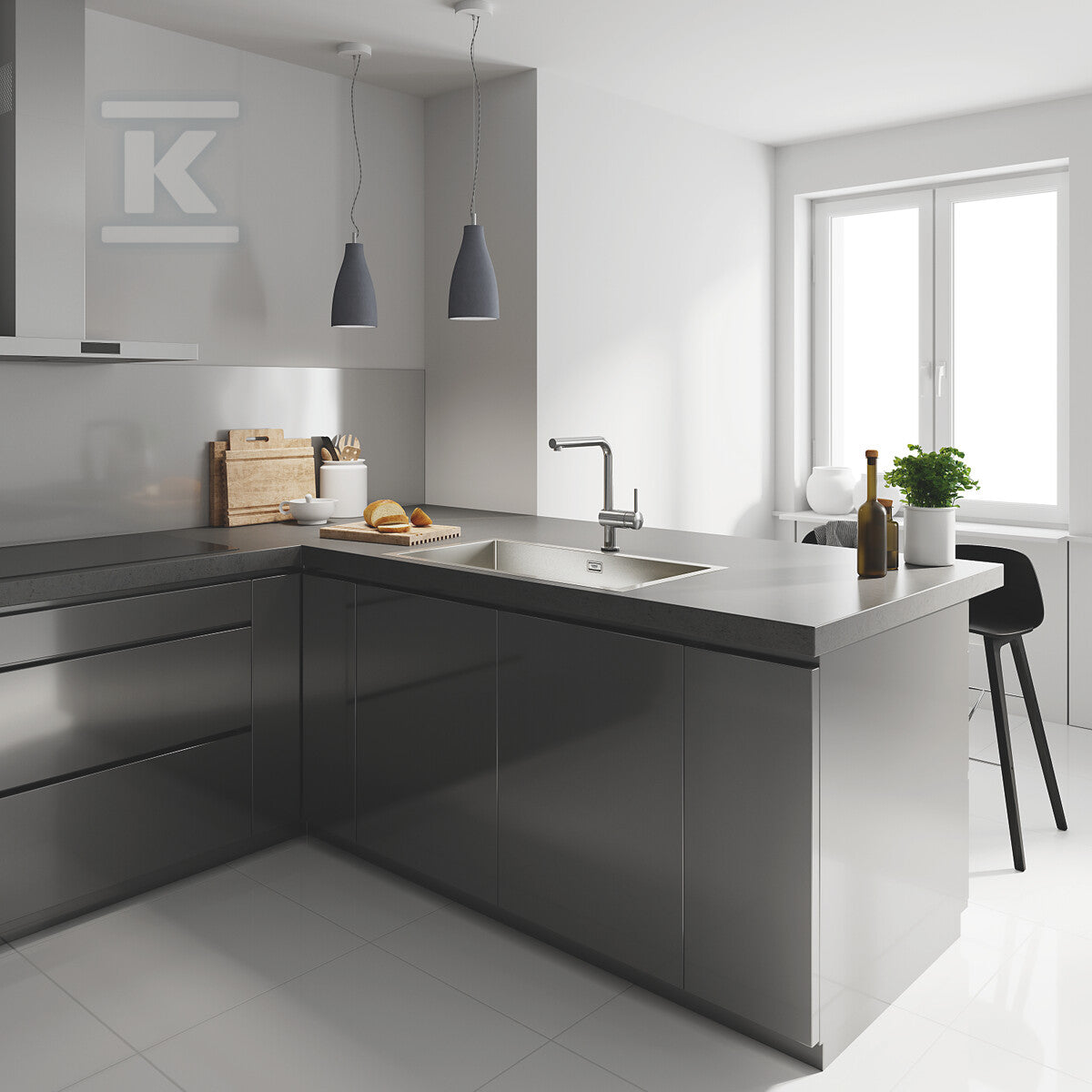 Bateria zlewozmywakowa Minta Touch elektroniczna jednouchwytowa, chrom, kąt obrotu wylewki 360°, głowica Ceramiczna 46 mm, wyciągana wylewka, dotykowe uruchamianie przepływu
