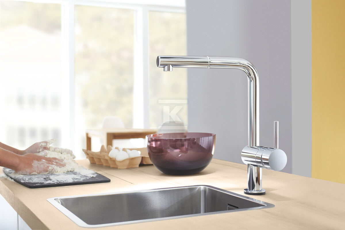 Bateria zlewozmywakowa Minta Touch elektroniczna jednouchwytowa, chrom, kąt obrotu wylewki 360°, głowica Ceramiczna 46 mm, wyciągana wylewka, dotykowe uruchamianie przepływu