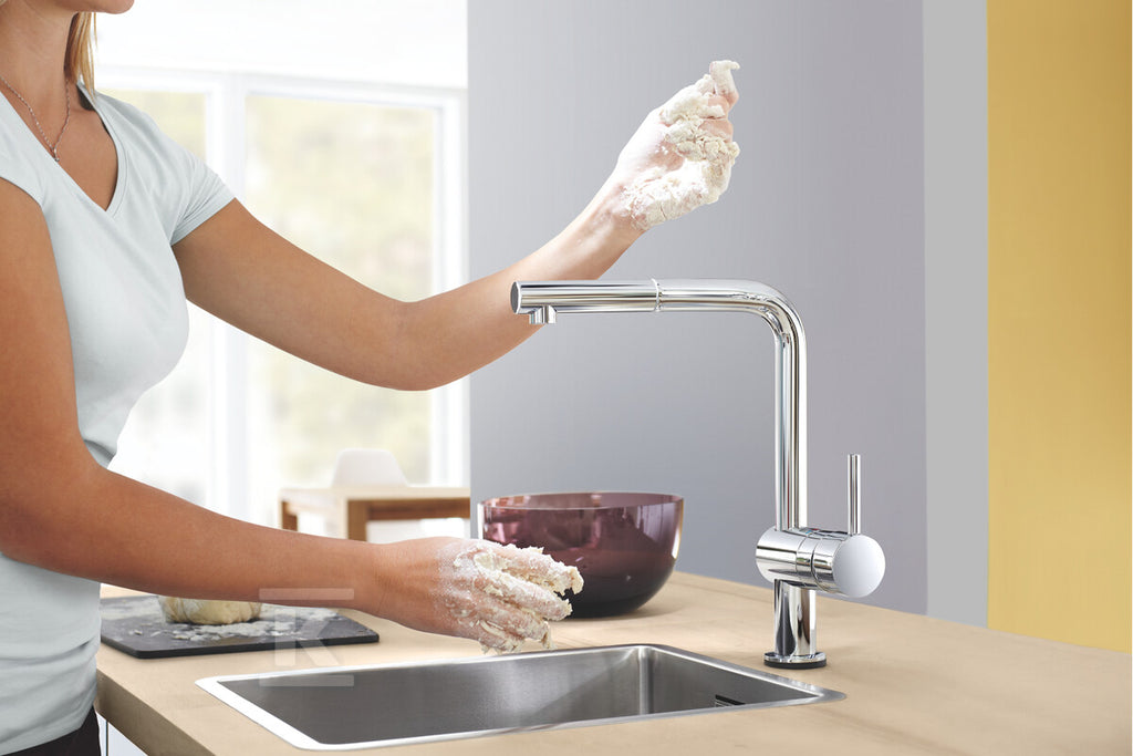 Bateria zlewozmywakowa Minta Touch elektroniczna jednouchwytowa, chrom, kąt obrotu wylewki 360°, głowica Ceramiczna 46 mm, wyciągana wylewka, dotykowe uruchamianie przepływu