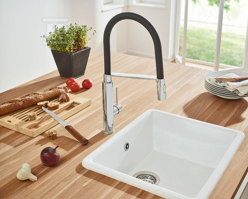 Bateria zlewozmywakowa Concetto jednouchwytowa, chrom, kąt obrotu wylewki 360° głowica Ceramiczna 28 mm, profesjonalna wylewka z wężem santoprenowym i przełącznikiem strumienia