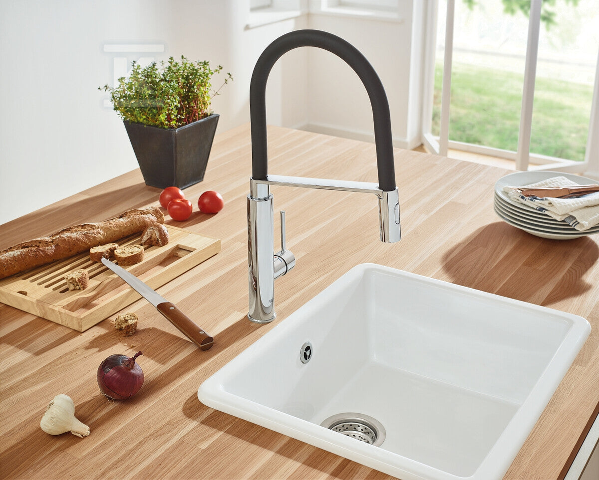 Bateria zlewozmywakowa Concetto jednouchwytowa, chrom, kąt obrotu wylewki 360° głowica Ceramiczna 28 mm, profesjonalna wylewka z wężem santoprenowym i przełącznikiem strumienia