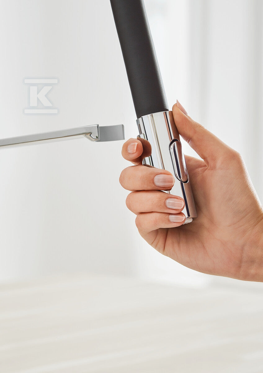 Bateria zlewozmywakowa Concetto jednouchwytowa, chrom, kąt obrotu wylewki 360° głowica Ceramiczna 28 mm, profesjonalna wylewka z wężem santoprenowym i przełącznikiem strumienia