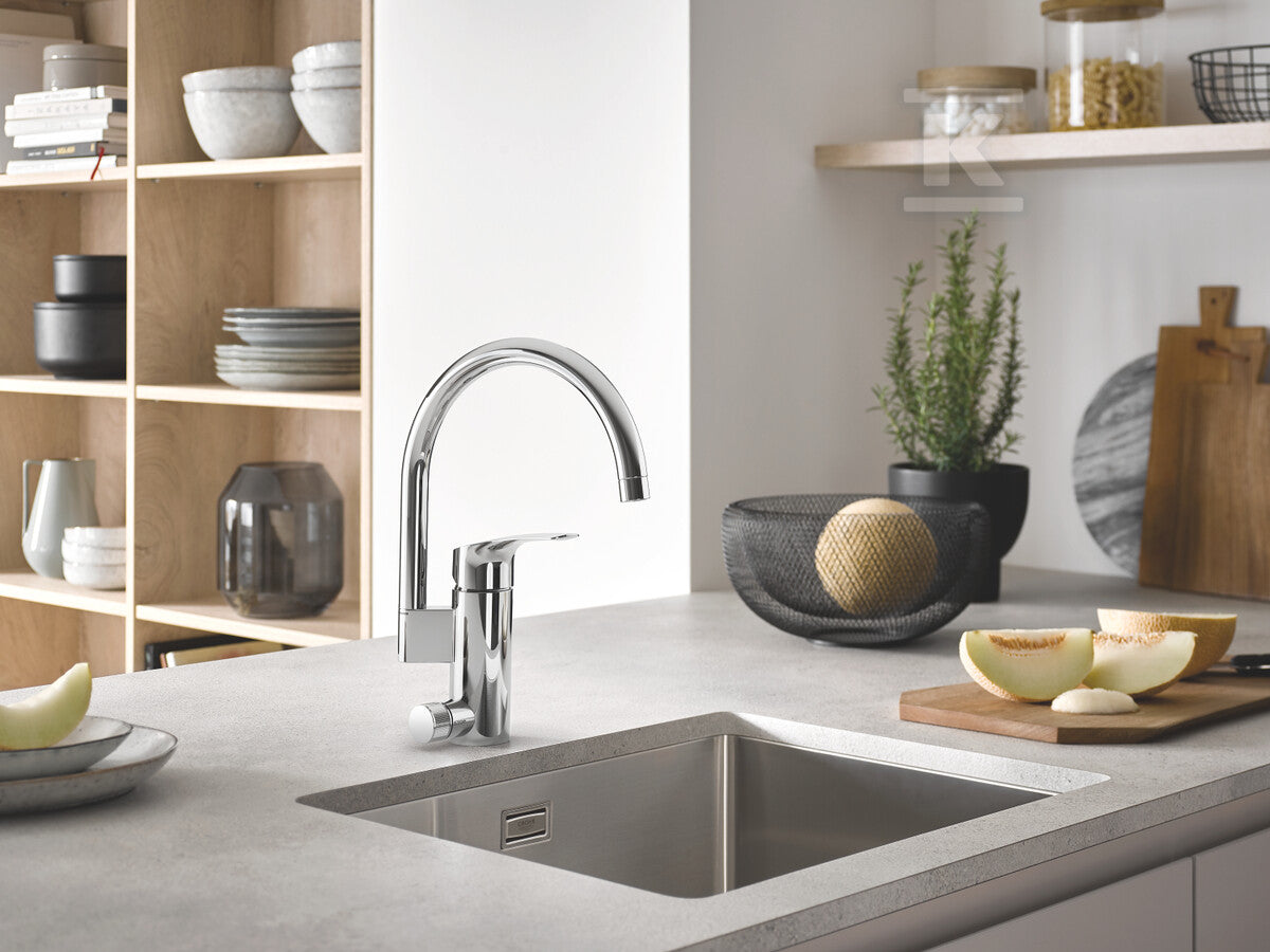 Bateria zlewozmywakowa Eurosmart jednouchwytowa, chrom, kąt obrotu wylewki 150°, głowica Ceramiczna 35 mm