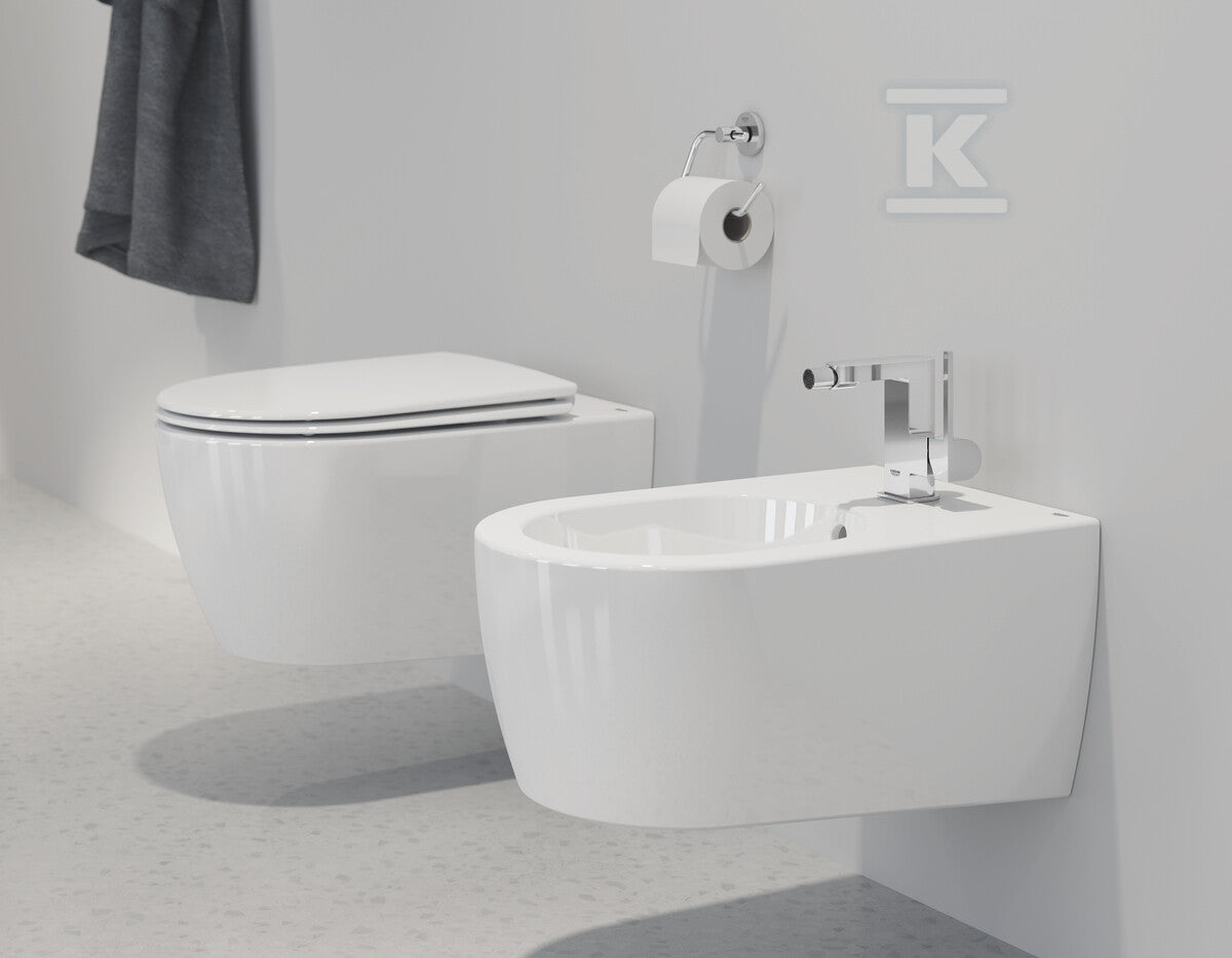 Bateria bidetowa Grohe Plus jednouchwytowa 1/2", chrom, głowica ceramiczna 28 mm, peraltor na przegubie, zestaw odpływowy z drążkiem