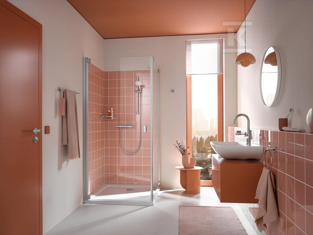 Prysznicowa bateria termostatyczna Grohtherm 800 Cosmopolitan chrom, blokada bezpieczeństwa SafeStop, przycisk oszczędnościowy Eco, w zestawie: słuchawka prysznicowa 2 strumienie, drążek prysznicowy 600 mm