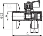 Zawór kulowy kątowy z metalowym uchwytem, z rozetą, z filtrem 1-2" x 3-4"