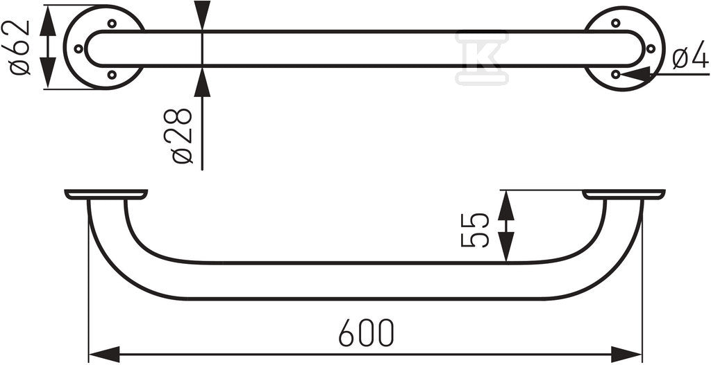 Uchwyt Metalia Help pojedynczy 60 cm, biały