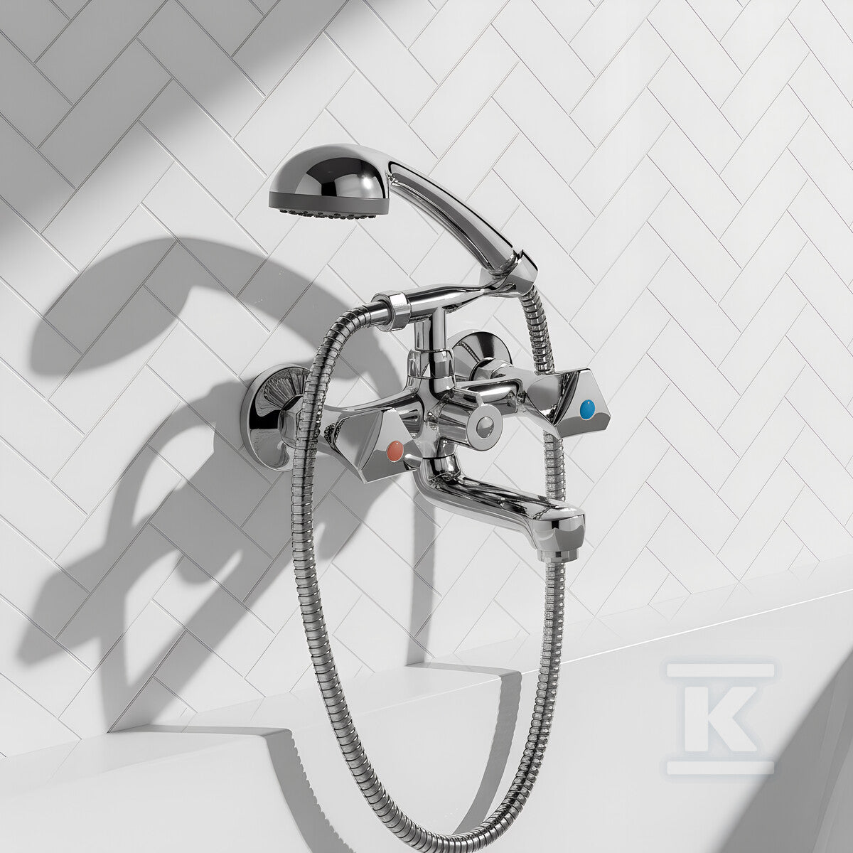 Bateria wannowa NORM ścienna z zestawem natryskowym