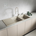 Zlew granitowy MEGALO 2 komorowy z ociekaczem 50x116cm z syfonem