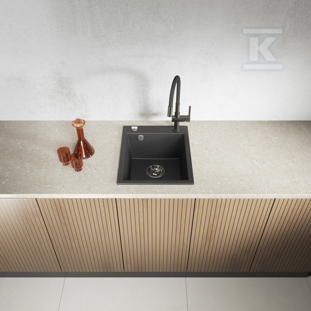 Zlew granitowy CHICHI 1 komorowy 48x39cm z syfonem