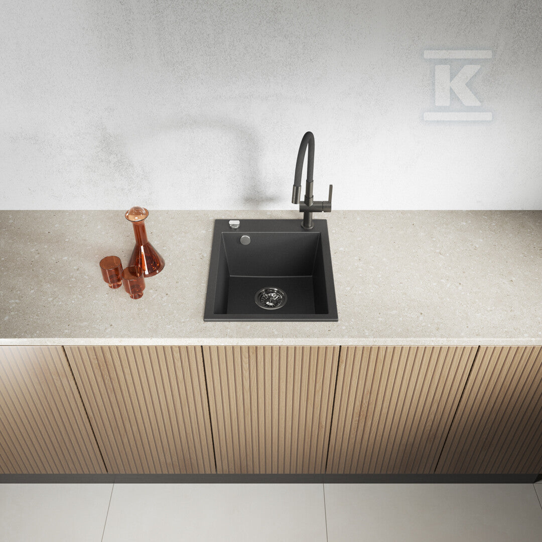 Zlew granitowy CHICHI 1 komorowy 48x39cm z syfonem