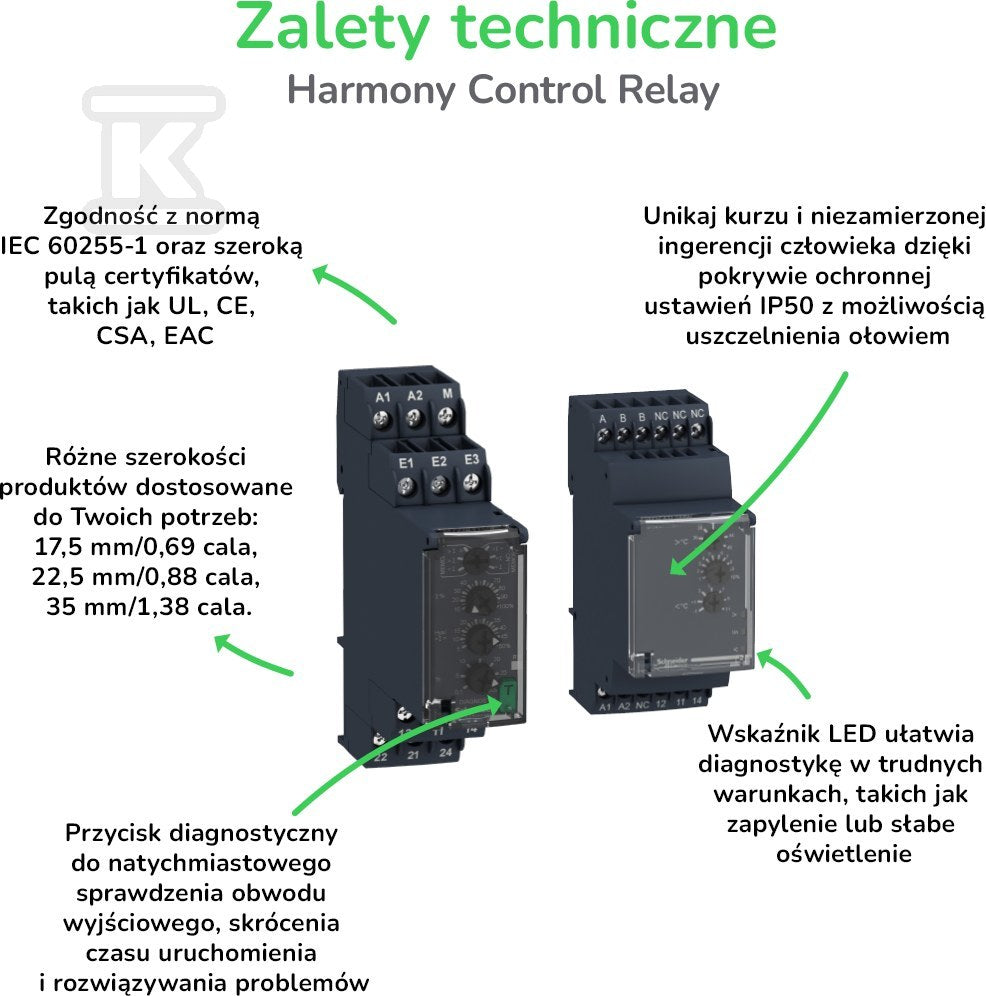 Przekaźnik nadzorczy 8 A, NFC, 3-fazowy, 2CO, wielofunkcyjny, 208... 480 V AC