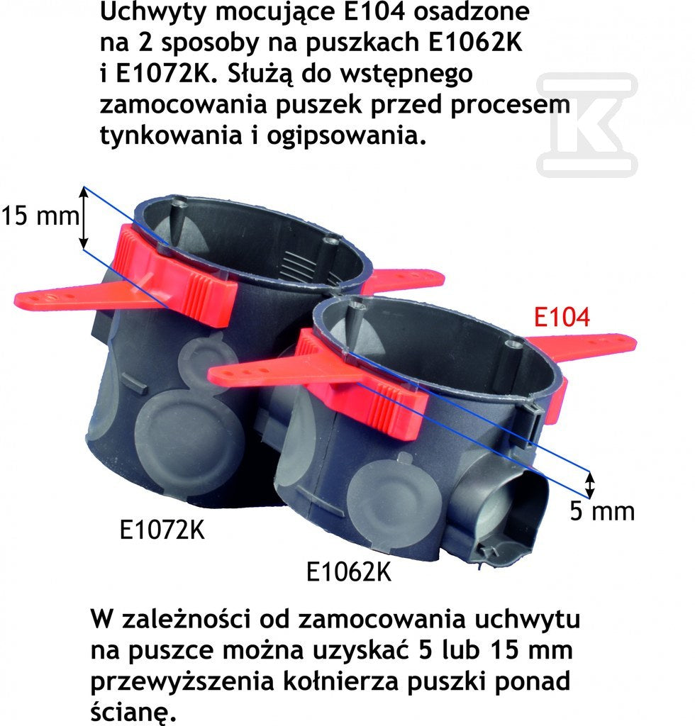 Puszka podtynkowa, płytka, z membraną, czarna, modułowa E106-2K