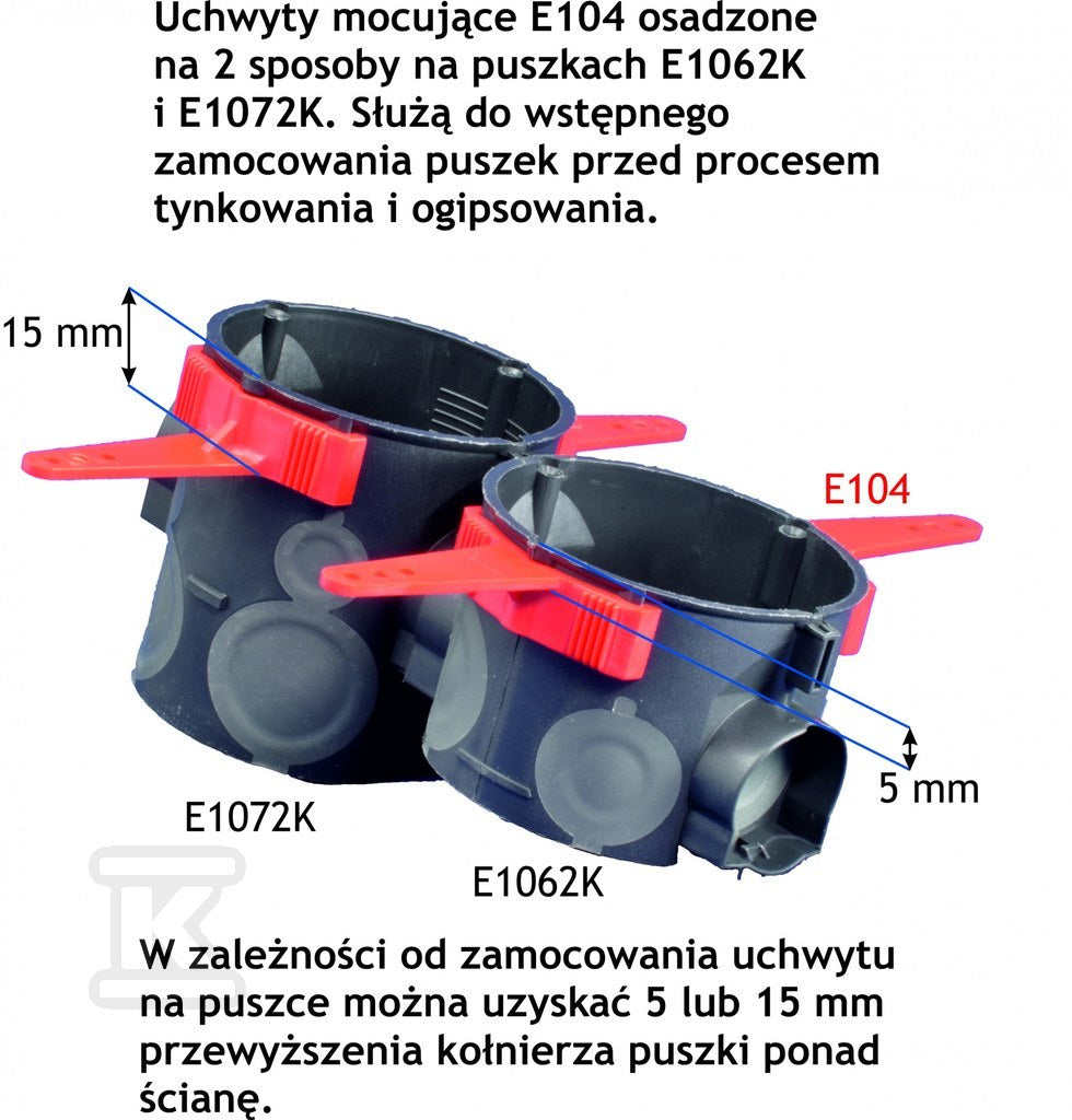 Puszka podtynkowa, głęboka,z membraną, czarna, modułowa E107-2K