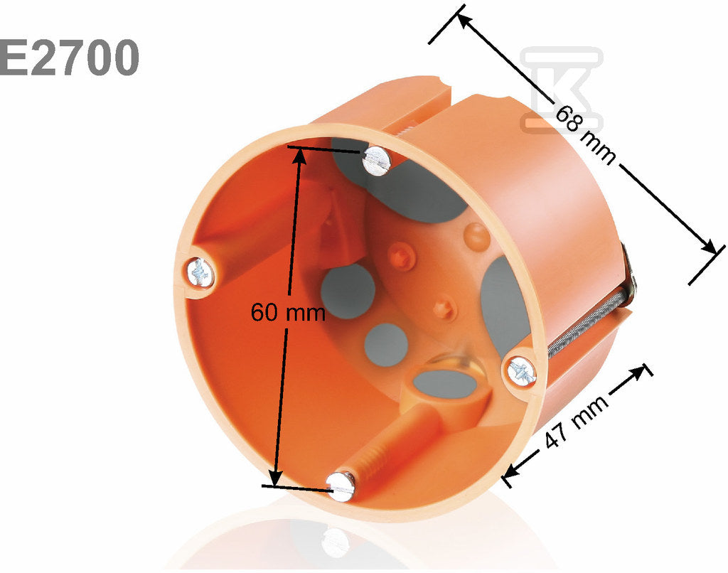 Puszka podtynkowa gips, płytka, z membraną, pomarańczowa E2000 / E2700