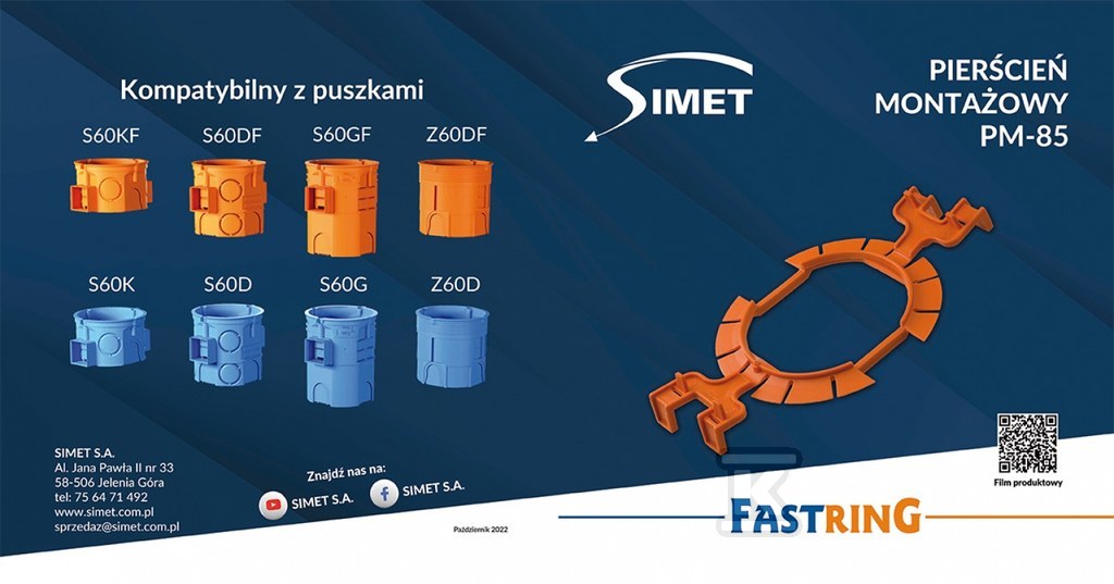 Pierścien montażowy PM-85, kompatybilny S60KF, S60DF, S60GF, Z60DF, S60K, S60D, S60G, Z60D
