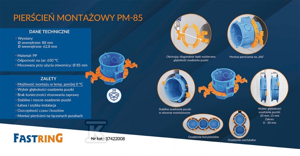 Pierścien montażowy PM-85, kompatybilny S60KF, S60DF, S60GF, Z60DF, S60K, S60D, S60G, Z60D