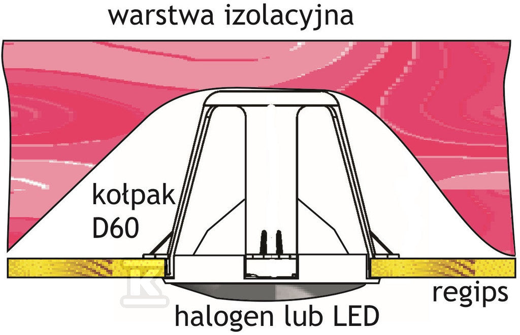Kołpak dystansowy, ochronny do lamp halogenowych iLED, otwory 60-85mm, D60, szary