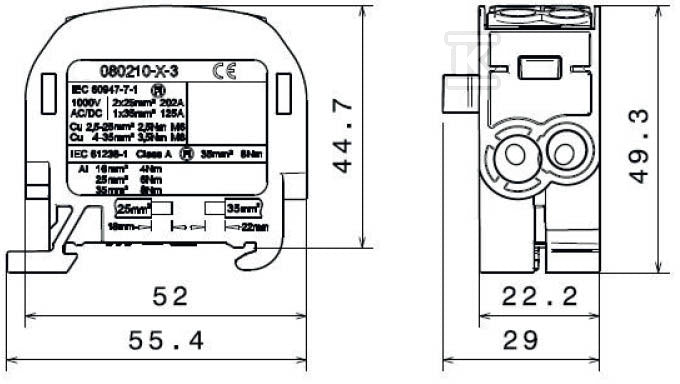 SCB 35 Blok rozdzielczy - odgałęźny Al/Cu 80210 SIMBLOCK zielony