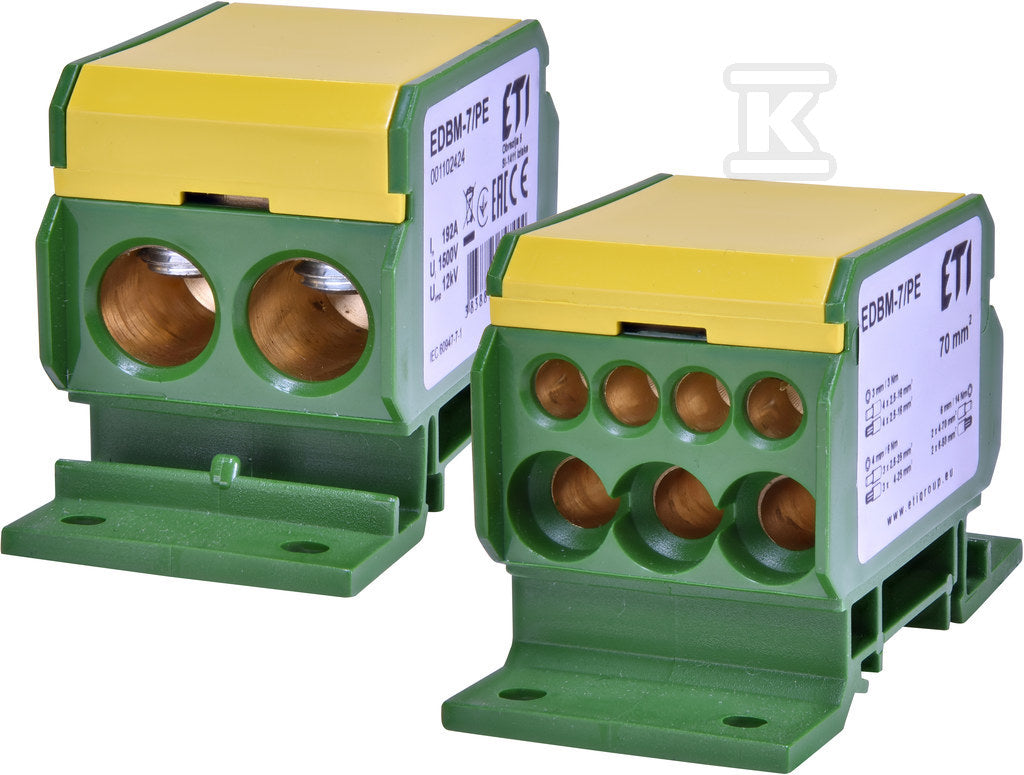 Blok rozdzielczy 192A (2x4-70mm2/3x2,5-25mm2+4x2,5-16mm2) żółto-zielona EDBM-7/PE