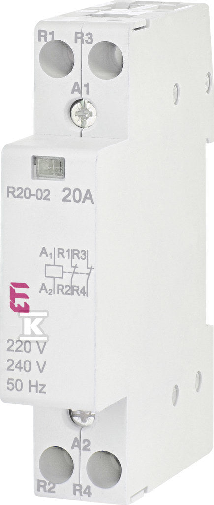 Stycznik modułowy 20A 2 styki rozwierne (1 mod. 2 bieg.) R 20-02 230V