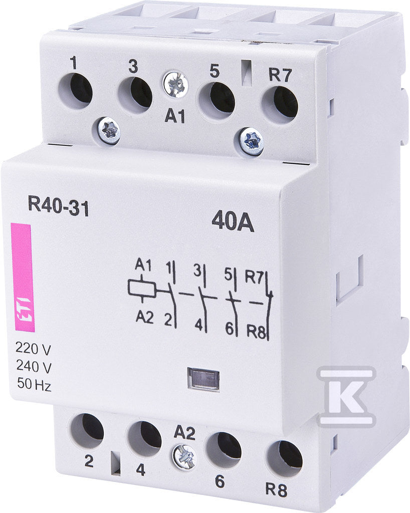 Stycznik modułowy 40A 3 styki zwierne i 1 rozwierny (3 mod. 4 bieg.) R 40-31 230V