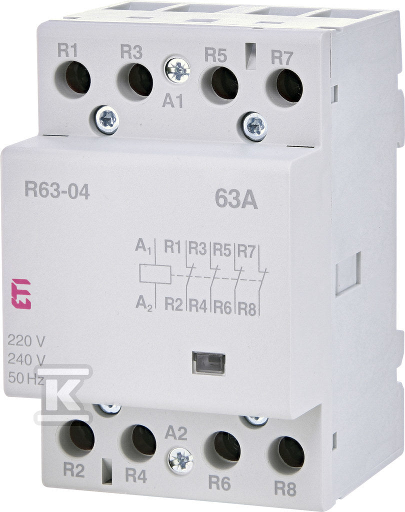 Stycznik modułowy 63A 4 styki rozwierne (3 mod. 4 bieg.) R 63-04 230V