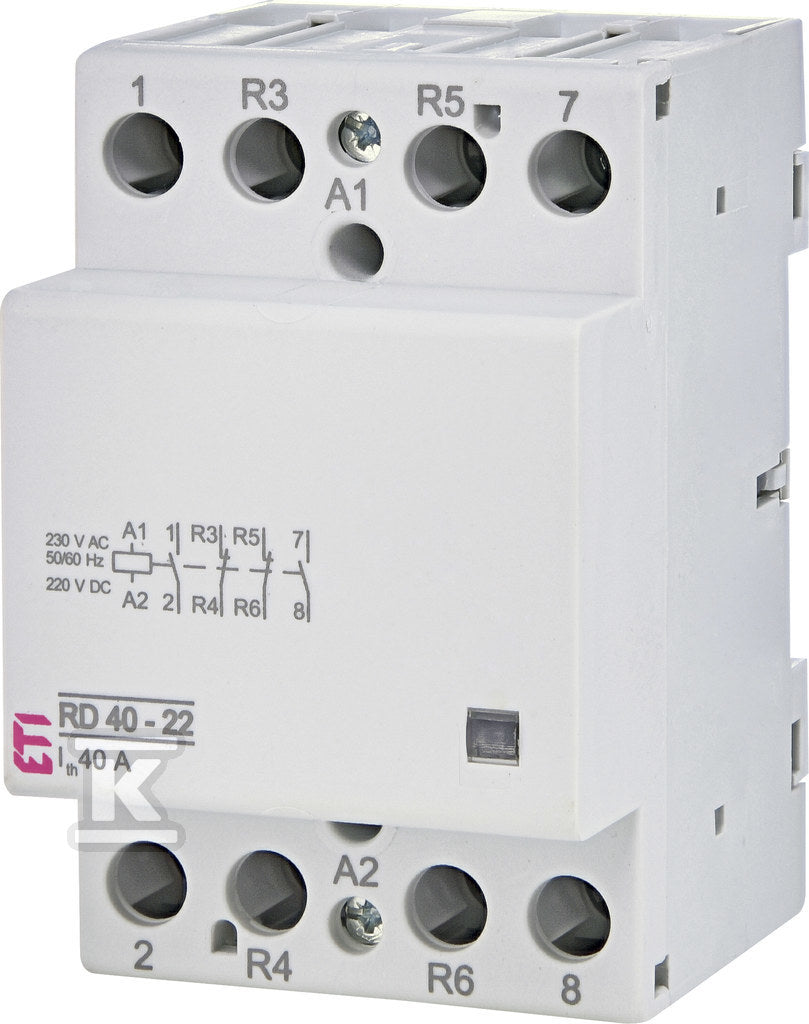 Stycznik modułowy 40A 2 styki zwierne i 2 rozwierne (3 mod. 4 bieg.) RD 40-22-230V AC/DC