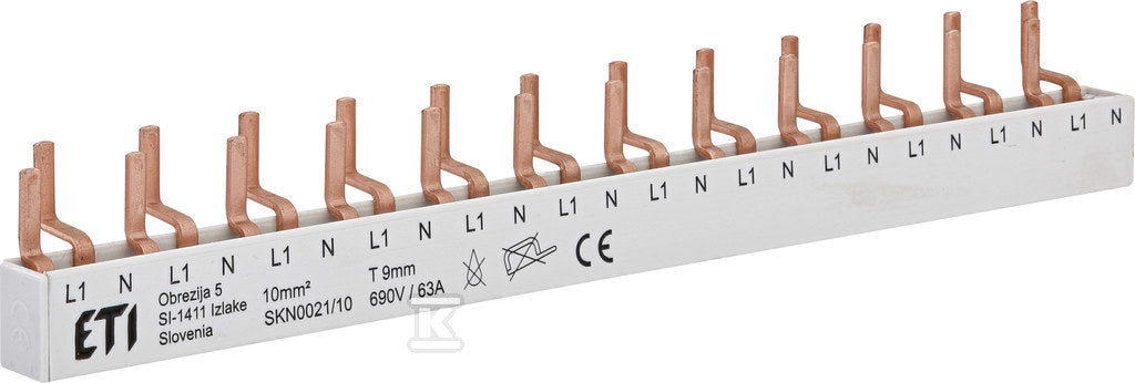 Izolowana szyna zbiorcza-sztyftowa 10 mm2 (do wyłączników KZS-1M lub ETIMAT 1N) SKN0021/10