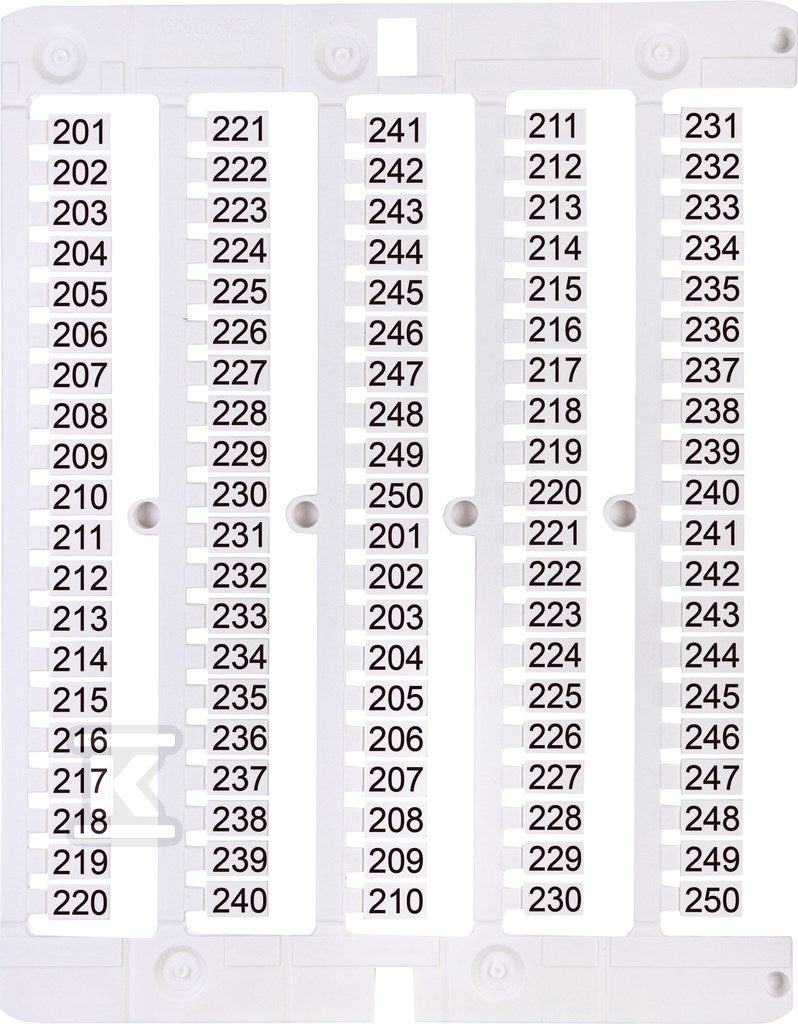 Oznacznik 201 do 250 (100 szt.) ES-NU0851201