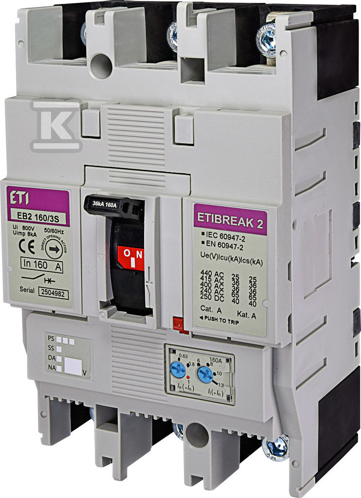 Wyłącznik mocy 3P, 36kA, wyzwalacz TM EB2 160/3S 160A 3p