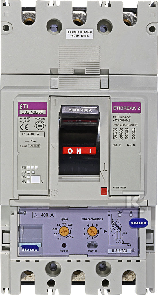 Wyłącznik mocy 3P, 50kA, wyzw. elektroniczny EB2 400/3E 400A 3P