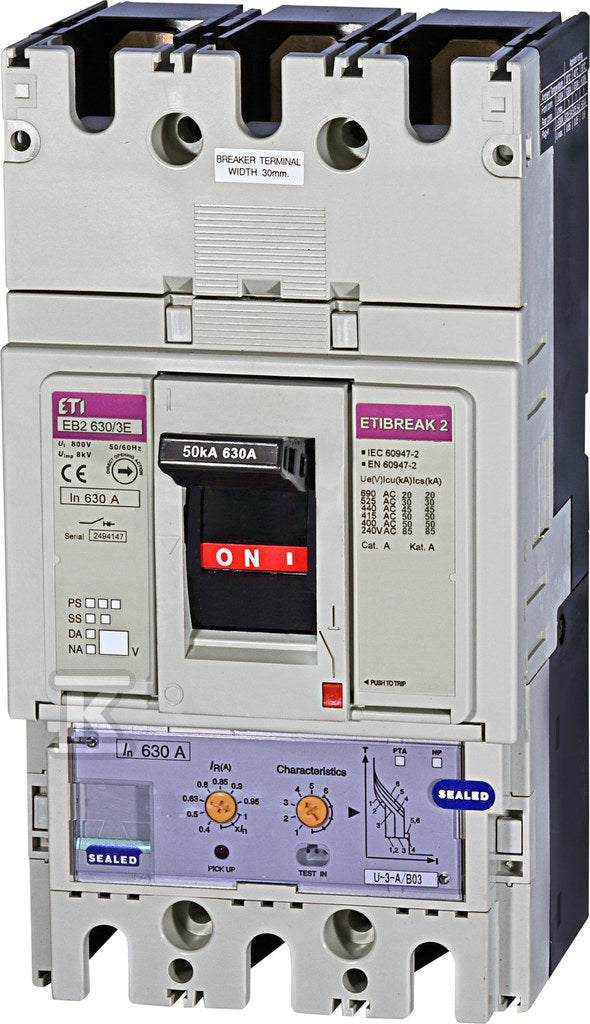 Wyłącznik mocy 3P, 50kA, wyzw. elektroniczny EB2 630/3E 630A 3P