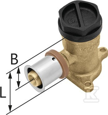 Kolano ścienne mosiężne z uszami GW ultraPRESS - 20 Rp1/2" L = 41 mm