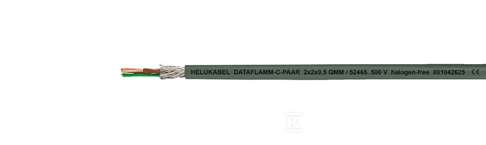 PRZEWÓD DO PRZESYŁU DANYCH 500V DATAFLAMM-C-PAAR 2X2X0,5 QMM BEZHALOGENOWY, METROWANY EKRAN