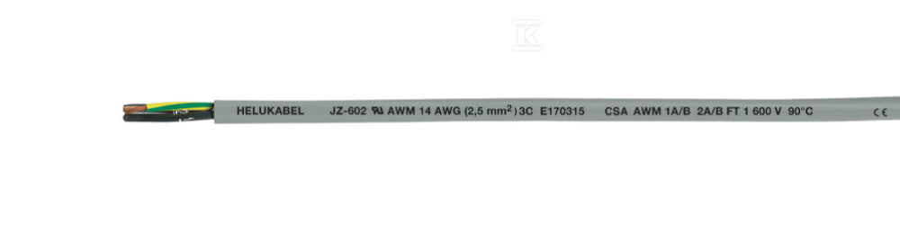 PRZEWÓD JZ-602 UL-CSA 600V JZ-602 4G1,5 QMM AWG16METR, OLEJOODP, SZARY