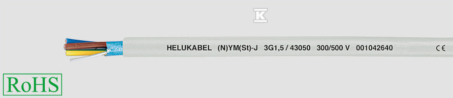PRZEWÓD INSTALACYJNY 300/500V (N)YM(ST)-J 5G2,5/1,5 QMM OPONA ZEWNĘTRZNA PVC, EKRAN.