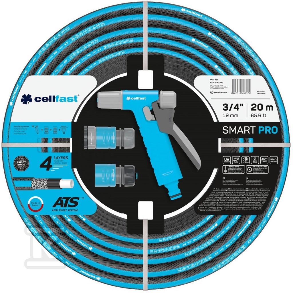 Zestaw Smart 20 mb 3/4" NOWOŚĆ, zestaw zawiera: wąż ogrodowy SMART 3/4" 20mb, zraszacz pistoletowy HYDRON, szybkozłącza stop i przelot IDEAL, przyłącze uniwersalne z gw. wew IDEAL G3/4"-1"