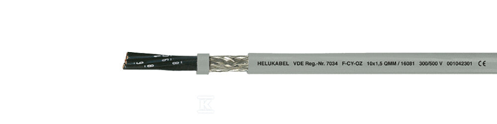 Przewód sterowniczy F-CY-JZ 5G10 500V żyły czarne, numerowany, ekranowany