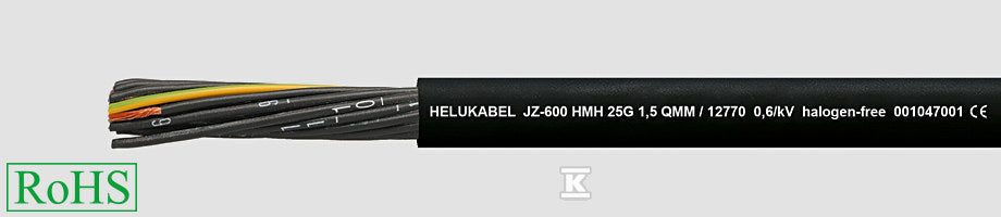 KABEL ELASTYCZNY 0,6/1kV HMH JZ-600 HMH 25G1,5 QMM ŻYŁY CZARNE NUMEROWANE, BEZH.