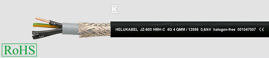 KABEL ELASTYCZNY 0,6/1 kV HMH-C JZ-600 HMH-C 4G4 QMM ŻYŁY CZAR.NUMER/BEZH EKRAN.