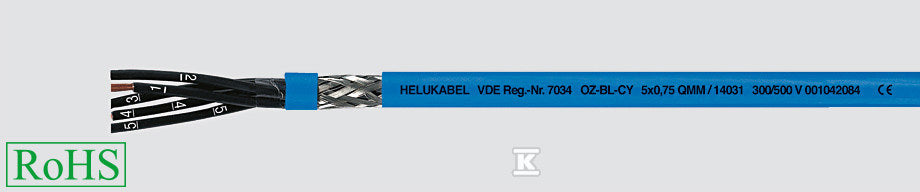 Przewód do instalacji iskrobezpiecznych OZ-BL-CY 7x1 500V niebieski, do stref EX, ekranowany